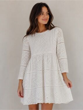 Zara Eyelet Embroidered Mini Dress XS